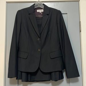 Calvin Klein Charcoal Pinstripe Suit- Blazer and Skirt, size 6